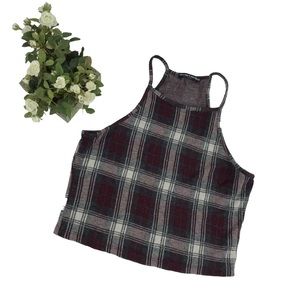 BRANDY MELVILLE Plaid Purple Halter Crop Top